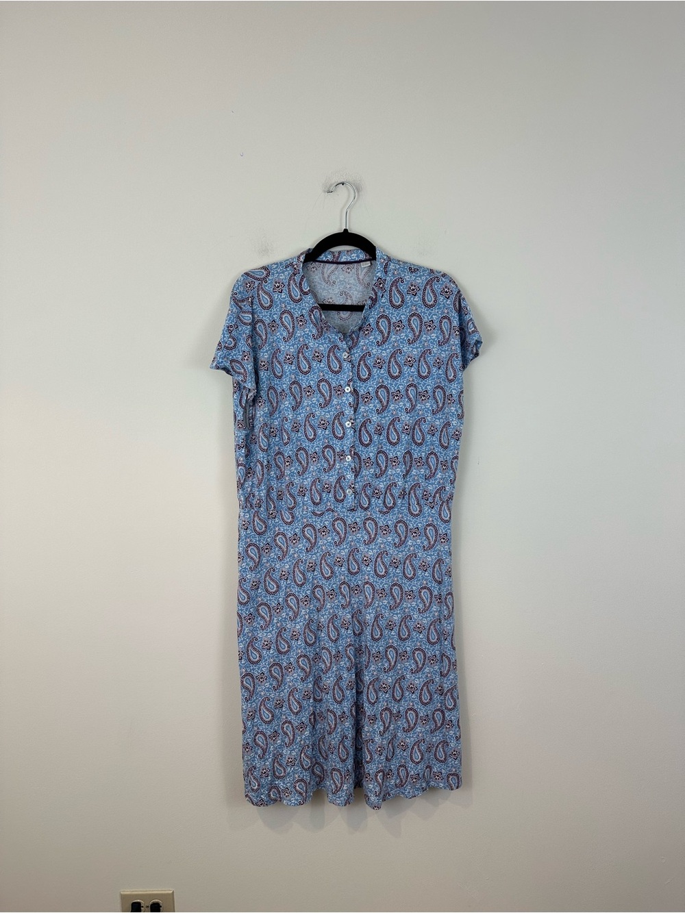 Boden Blue Paisley Short-Sleeve Midi Dress Size 16/18 Long Women's